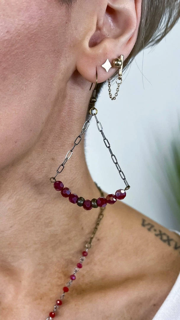 Lost & Found ACCESSORIES Red Sophie Crystal Earrings