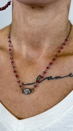 Lost & Found ACCESSORIES Red Sophie Crystal Necklace