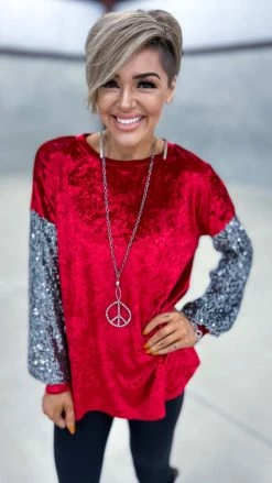 The ZigZag Stripe TOPS & TUNICS Red Sparklers & Spritzers Top