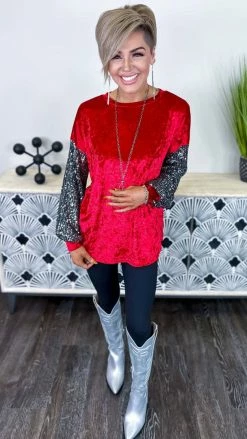 The ZigZag Stripe TOPS & TUNICS Red Sparklers & Spritzers Top