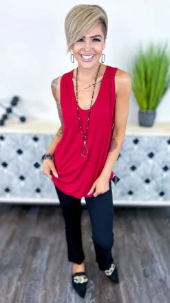 The ZigZag Stripe Red Stellar Time Tank TOPS & TUNICS