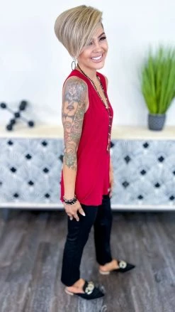 The ZigZag Stripe Red Stellar Time Tank TOPS & TUNICS