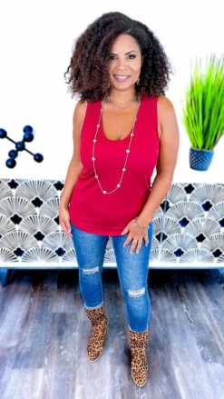 The ZigZag Stripe Red Stellar Time Tank TOPS & TUNICS