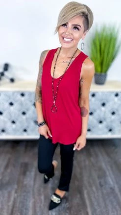 The ZigZag Stripe Red Stellar Time Tank TOPS & TUNICS