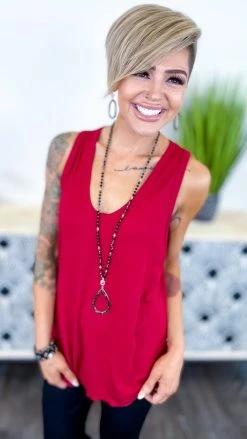 The ZigZag Stripe Red Stellar Time Tank TOPS & TUNICS