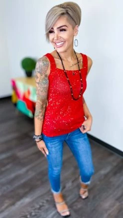 The ZigZag Stripe Red Weekend Wow Tank TOPS & TUNICS