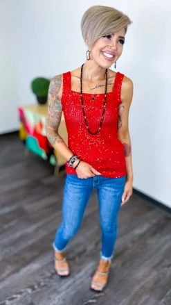 The ZigZag Stripe Red Weekend Wow Tank TOPS & TUNICS