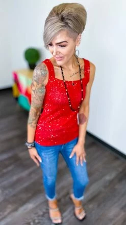 The ZigZag Stripe Red Weekend Wow Tank TOPS & TUNICS