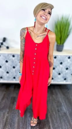 The ZigZag Stripe JUMPSUITS & ROMPERS Red You Shine Jumpsuit
