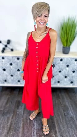 The ZigZag Stripe JUMPSUITS & ROMPERS Red You Shine Jumpsuit