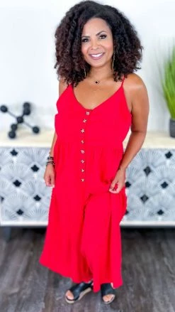 The ZigZag Stripe JUMPSUITS & ROMPERS Red You Shine Jumpsuit