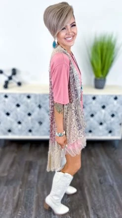 Origami OUTERWEAR Rose Leopard Sway With You Vest