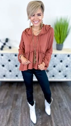 The ZigZag Stripe Rust Coasting Through Hoodie [NO RETURNS]