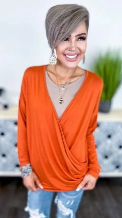 The ZigZag Stripe Rust Divine Life Top [NO RETURNS] TOPS & TUNICS