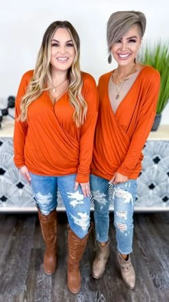 The ZigZag Stripe Rust Divine Life Top [NO RETURNS] TOPS & TUNICS