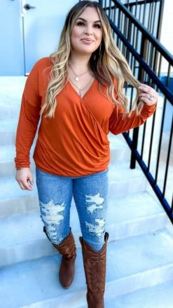 The ZigZag Stripe Rust Divine Life Top [NO RETURNS] TOPS & TUNICS