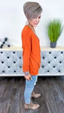 The ZigZag Stripe Rust Divine Life Top [NO RETURNS] TOPS & TUNICS