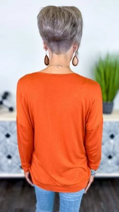 The ZigZag Stripe Rust Divine Life Top [NO RETURNS] TOPS & TUNICS