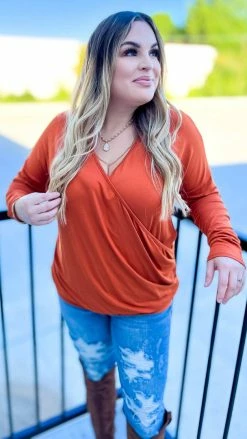 The ZigZag Stripe Rust Divine Life Top [NO RETURNS] TOPS & TUNICS