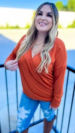 The ZigZag Stripe Rust Divine Life Top [NO RETURNS] TOPS & TUNICS