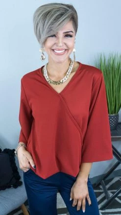 The ZigZag Stripe Rust Split Decision Top [ NO RETURNS ]