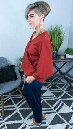 The ZigZag Stripe Rust Split Decision Top [ NO RETURNS ]