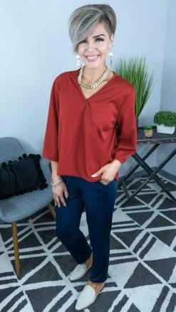 The ZigZag Stripe Rust Split Decision Top [ NO RETURNS ]