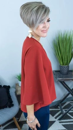 The ZigZag Stripe Rust Split Decision Top [ NO RETURNS ]