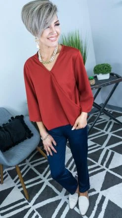 The ZigZag Stripe Rust Split Decision Top [ NO RETURNS ]