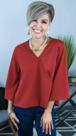 The ZigZag Stripe Rust Split Decision Top [ NO RETURNS ]