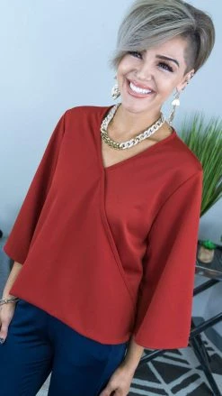 The ZigZag Stripe Rust Split Decision Top [ NO RETURNS ]