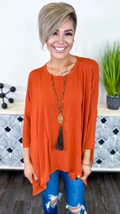 The ZigZag Stripe TOPS & TUNICS Rust Stay Original Top [NO RETURNS]