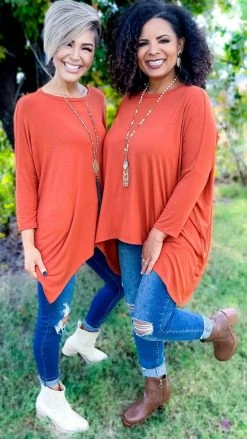 The ZigZag Stripe TOPS & TUNICS Rust Stay Original Top [NO RETURNS]