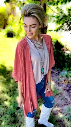 The ZigZag Stripe Rust Subtle Style Cardigan OUTERWEAR