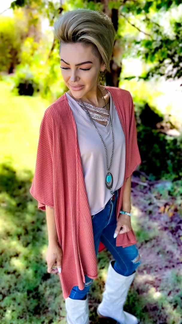 The ZigZag Stripe Rust Subtle Style Cardigan OUTERWEAR