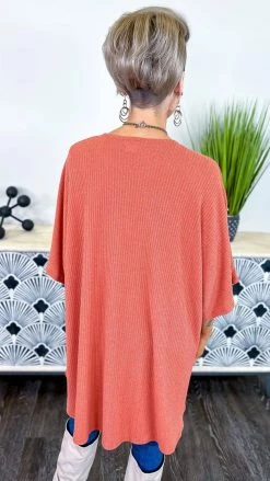 The ZigZag Stripe Rust Subtle Style Cardigan OUTERWEAR