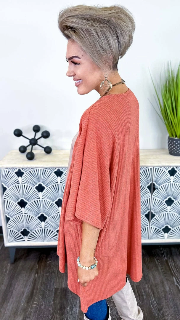 The ZigZag Stripe Rust Subtle Style Cardigan OUTERWEAR