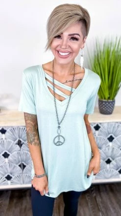 The ZigZag Stripe TOPS & TUNICS Sage Favorite Basic Top [NO RETURNS]