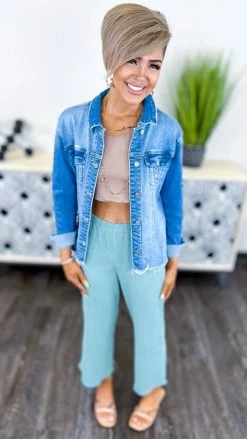 The ZigZag Stripe BOTTOMS Sage Future Moves Cropped Pants [NO RETURNS]