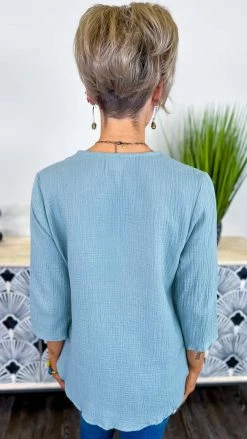 The ZigZag Stripe TOPS & TUNICS Sage South Beach Top [NO RETURNS]