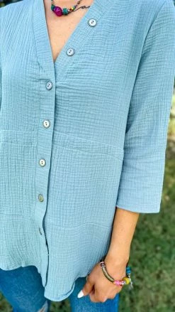 The ZigZag Stripe TOPS & TUNICS Sage South Beach Top [NO RETURNS]