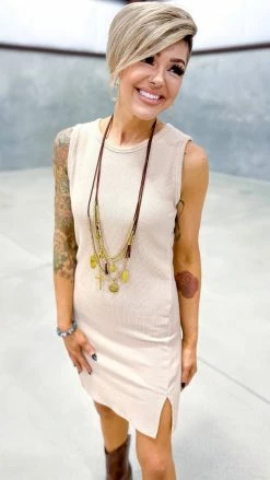 The ZigZag Stripe DRESSES Sand Desert Valley Dress