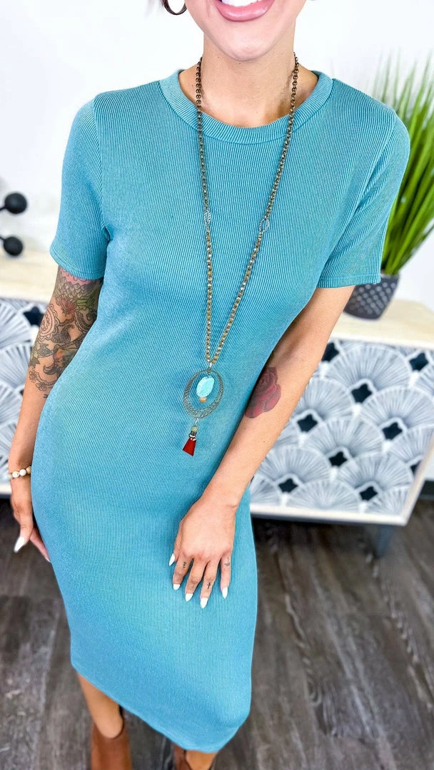 The ZigZag Stripe Seafoam Embracing Us Dress DRESSES