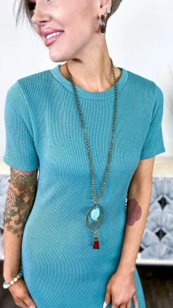 The ZigZag Stripe Seafoam Embracing Us Dress DRESSES