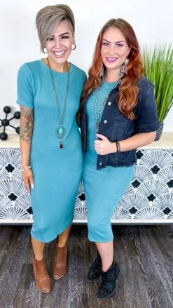 The ZigZag Stripe Seafoam Embracing Us Dress DRESSES