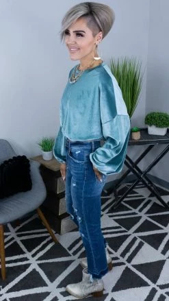 The ZigZag Stripe Seafoam Sweet Fantasy Top [NO RETURNS] TOPS & TUNICS