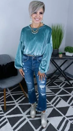 The ZigZag Stripe Seafoam Sweet Fantasy Top [NO RETURNS] TOPS & TUNICS