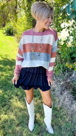 The ZigZag Stripe See Me Sway Skort [NO RETURNS] BOTTOMS