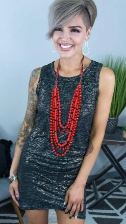 The ZigZag Stripe Shimmer Basically You Dress [NO RETURNS] DRESSES