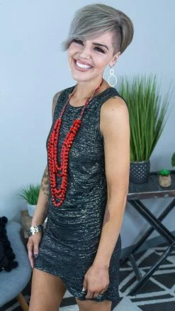 The ZigZag Stripe Shimmer Basically You Dress [NO RETURNS] DRESSES